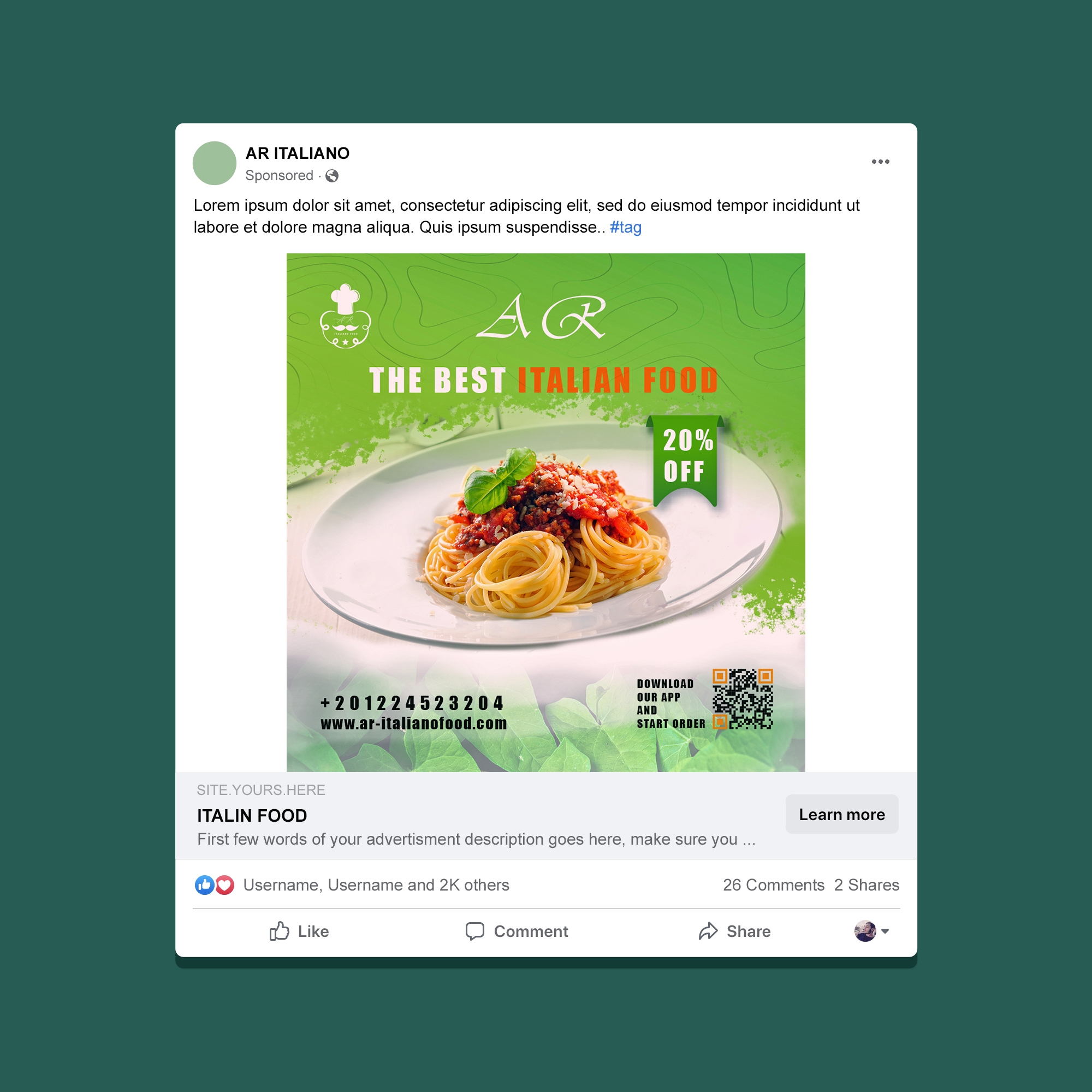 AR ITALIANO Sponsored Social Post