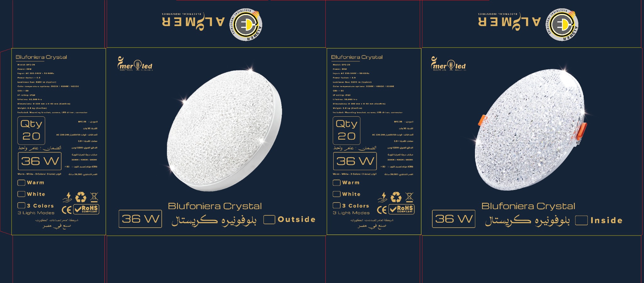 Blufoniera Crystal 36W packaging dieline