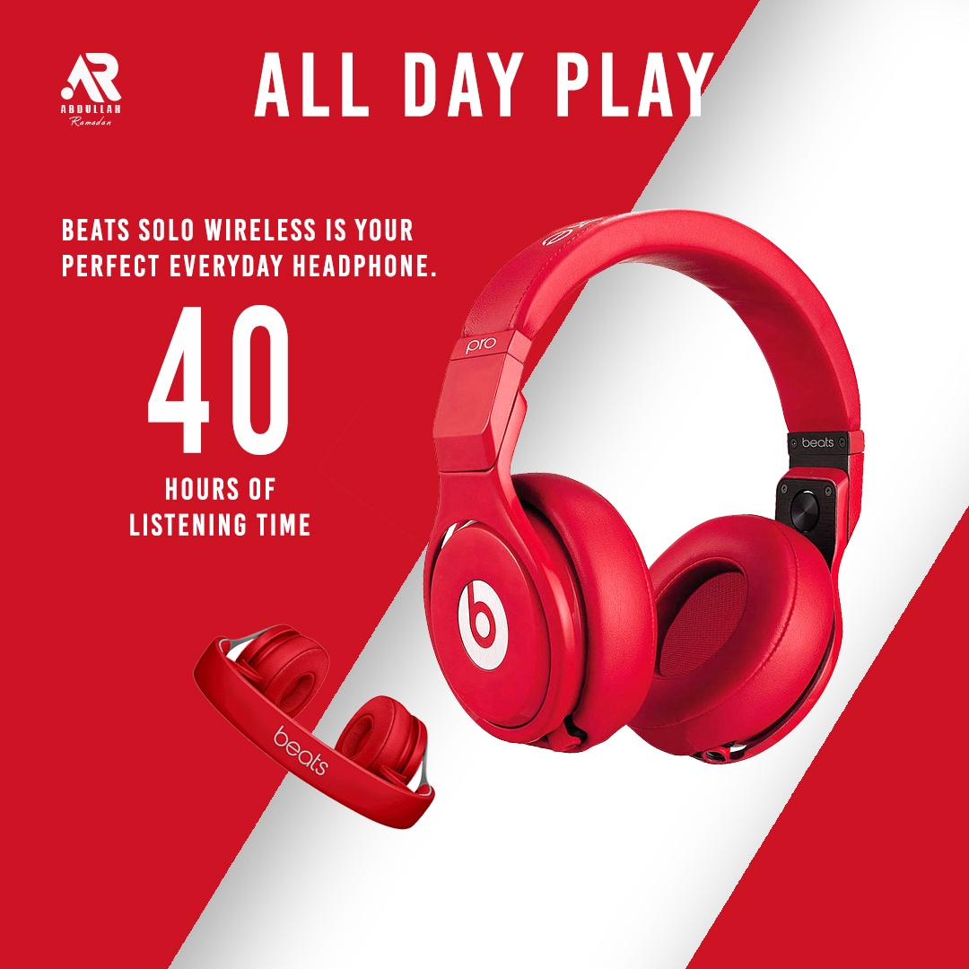Red Beats headphones social media advertisement