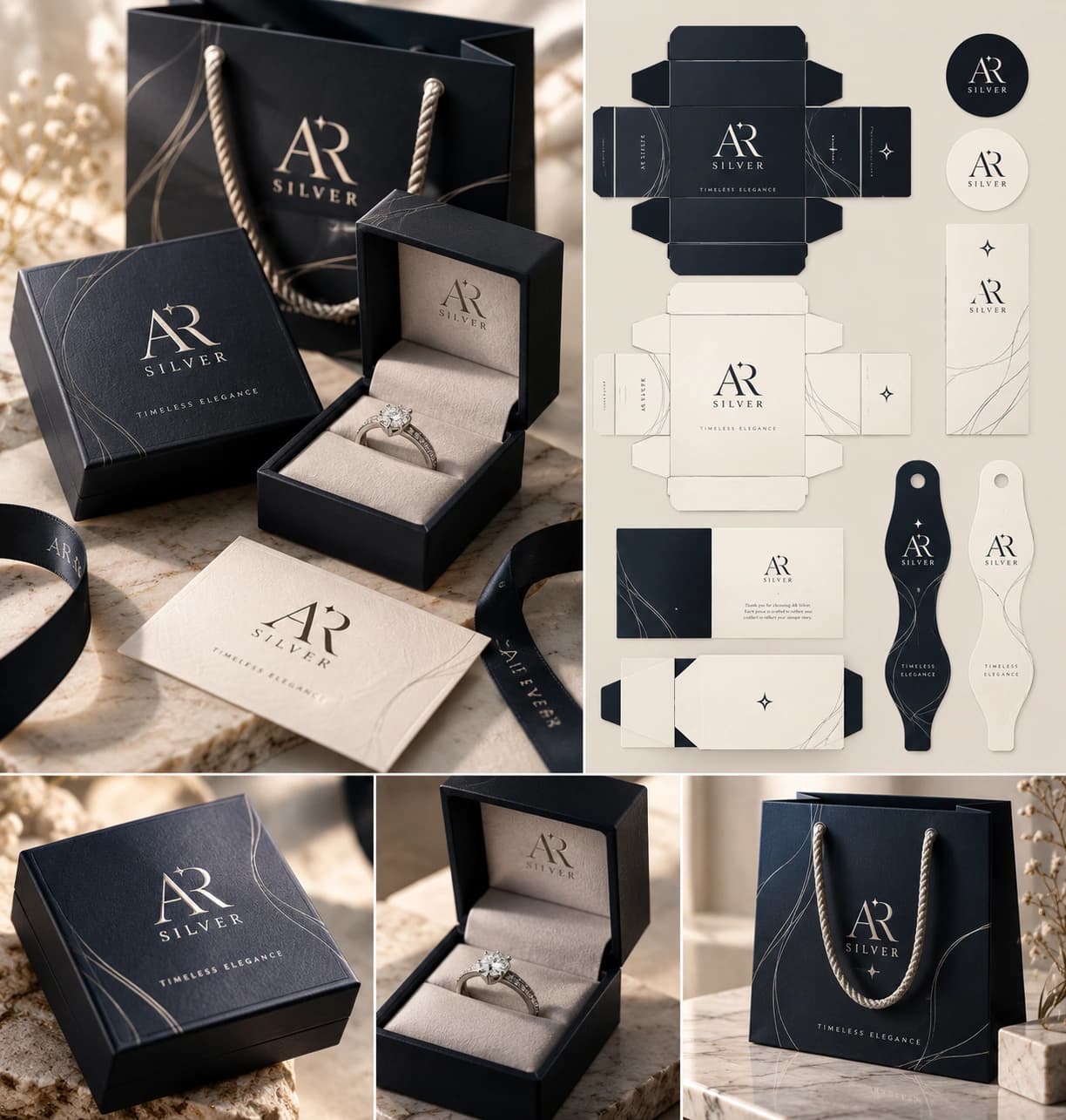 AR Silver packaging presentation mockups and gifting set