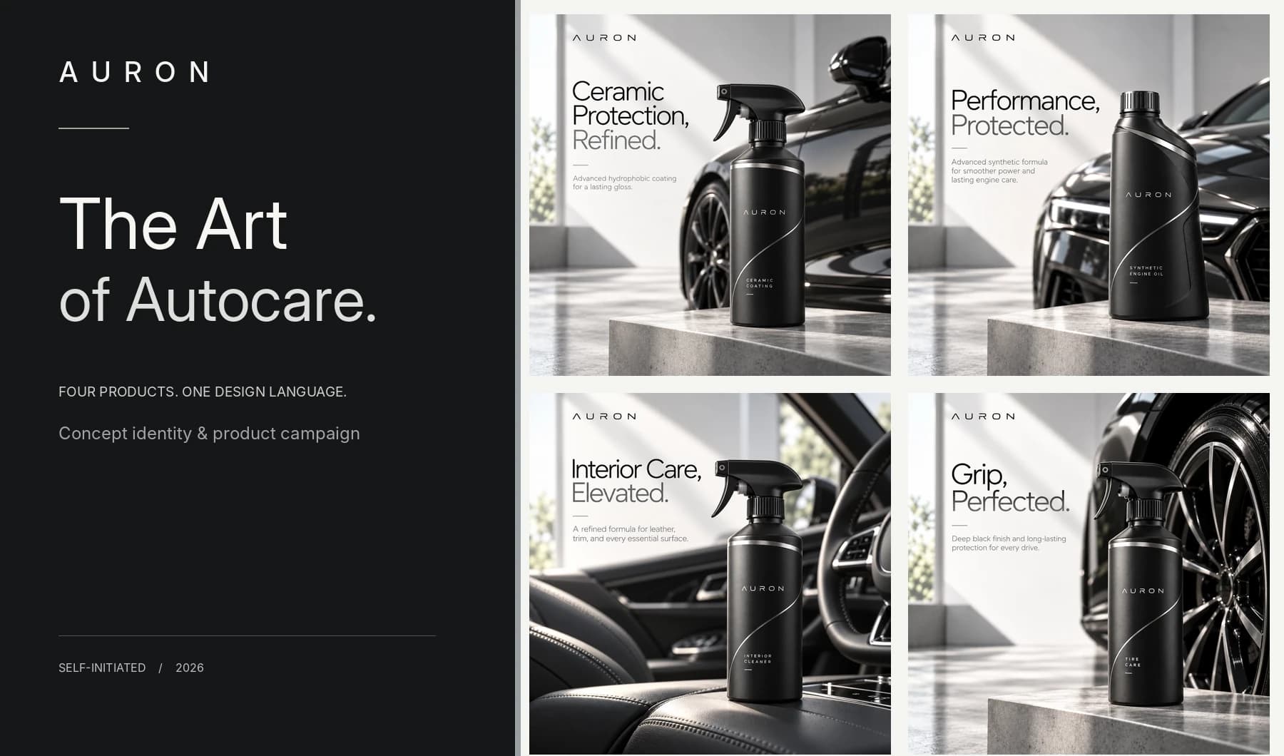 AURON premium automotive-care four-piece conceptual campaign overview