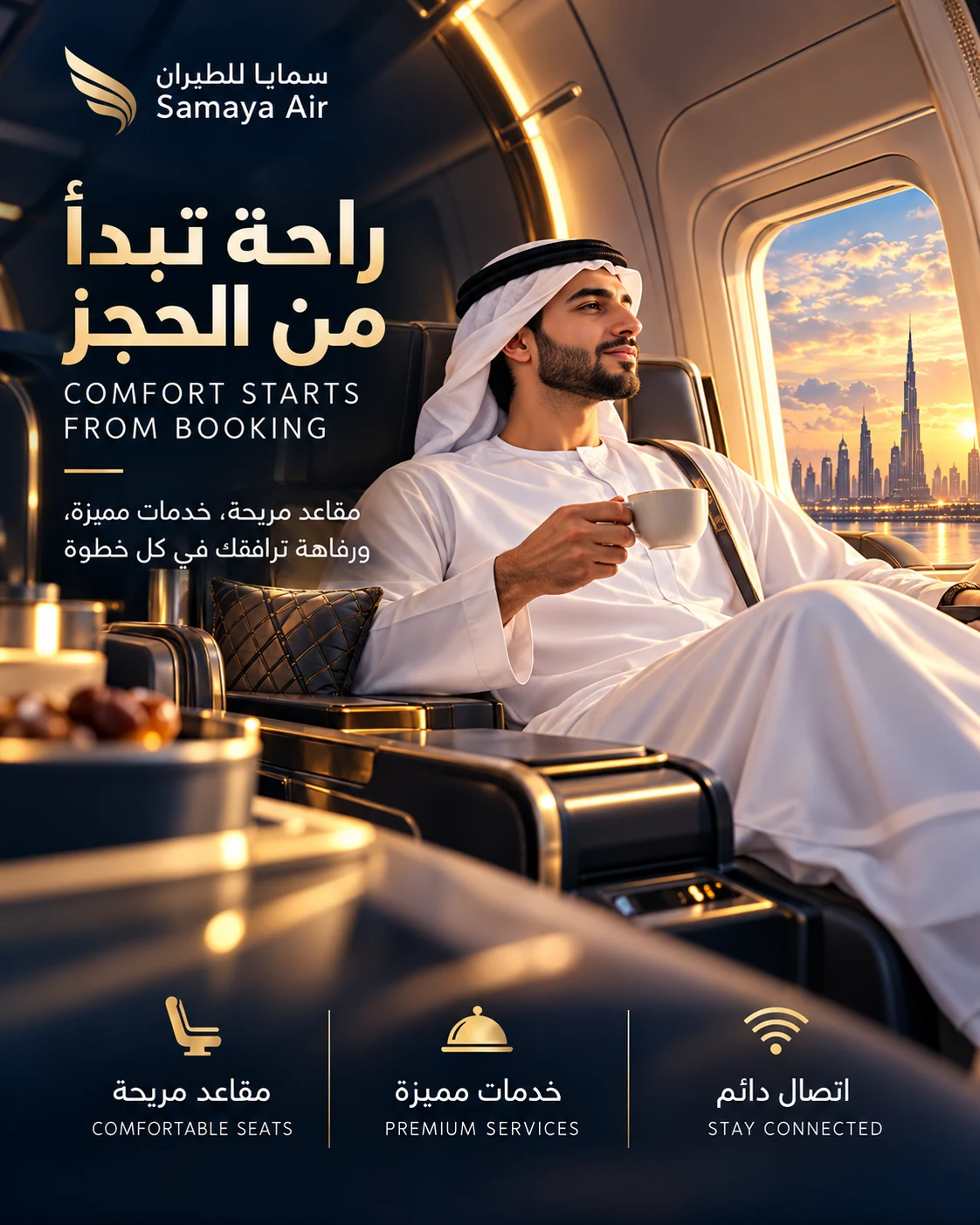 Samaya Air advertising concept: Comfort starts from booking