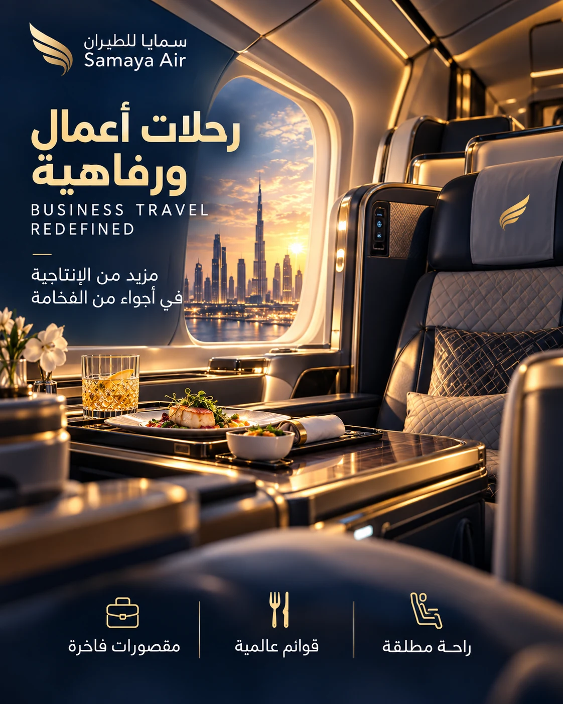 Samaya Air advertising concept: Business travel redefined